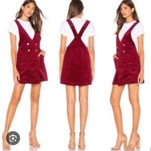 Free People Burgundy Corduroy Pinafore Mini Dress